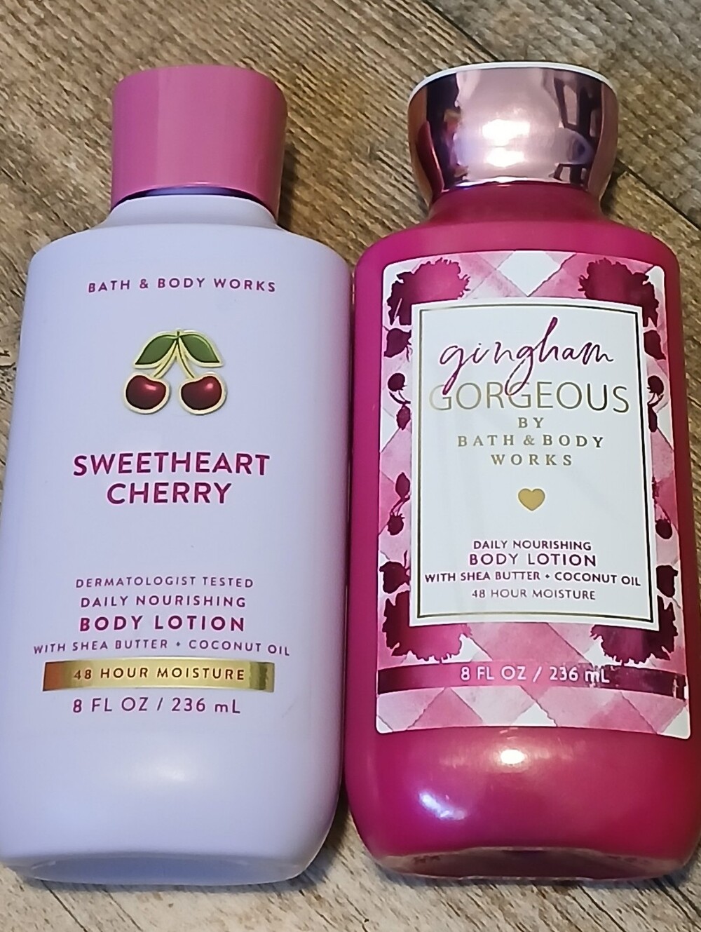 Bath & Body Works Sweetheart Cherry & Gingham Gorgeous Pink Lotion Duo